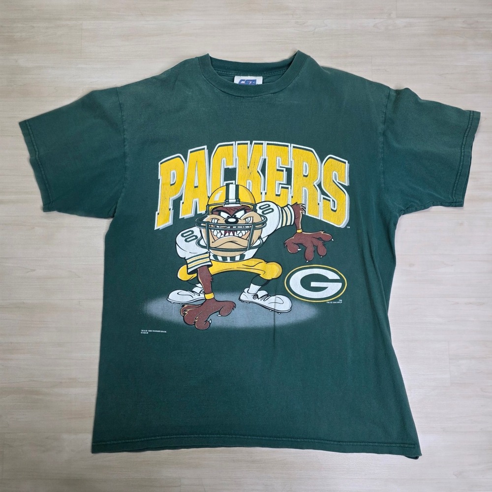Vintage CSA Green Bay Packers Tazmanian Taz‎ Devil T Shirt Large CSA 1996